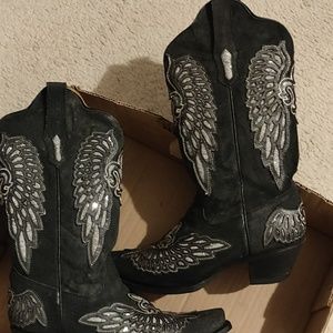 Ladies black/gray cowgirl boots sz 8 1/2